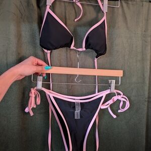 SHEIN Black and Pink Bikini Set
